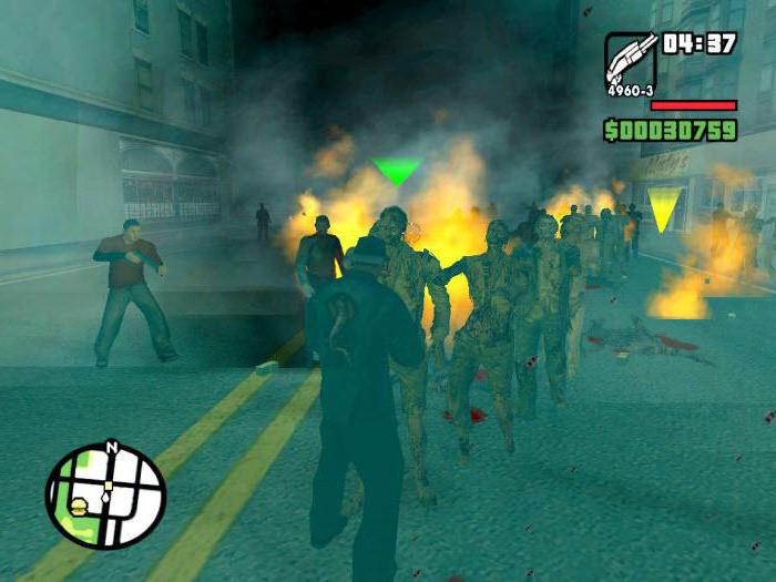 Adăugări și coduri pe "GTA: San Andreas" pe zombi