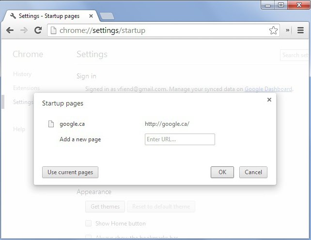 Google Chrome face pagina de start