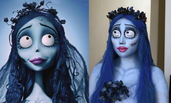 Imaginea pentru Halloween. Cartoon "Corpse Bride", machiajul personajului principal